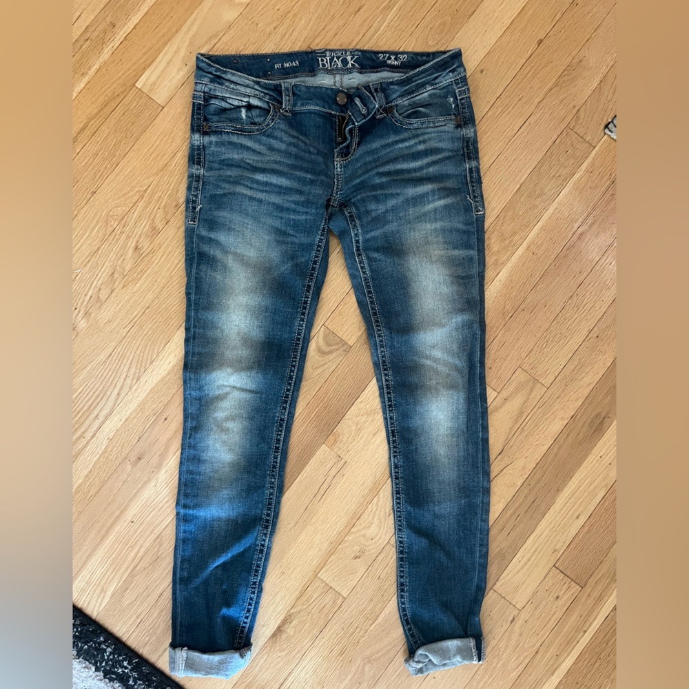 Buckle Black blue jeans stretch skinny 27x32